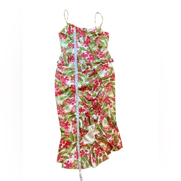 AMUR Womens Dress Deborah Tropical Floral Print Midi Ruffle High Low Size 10 - Picture 11 of 16